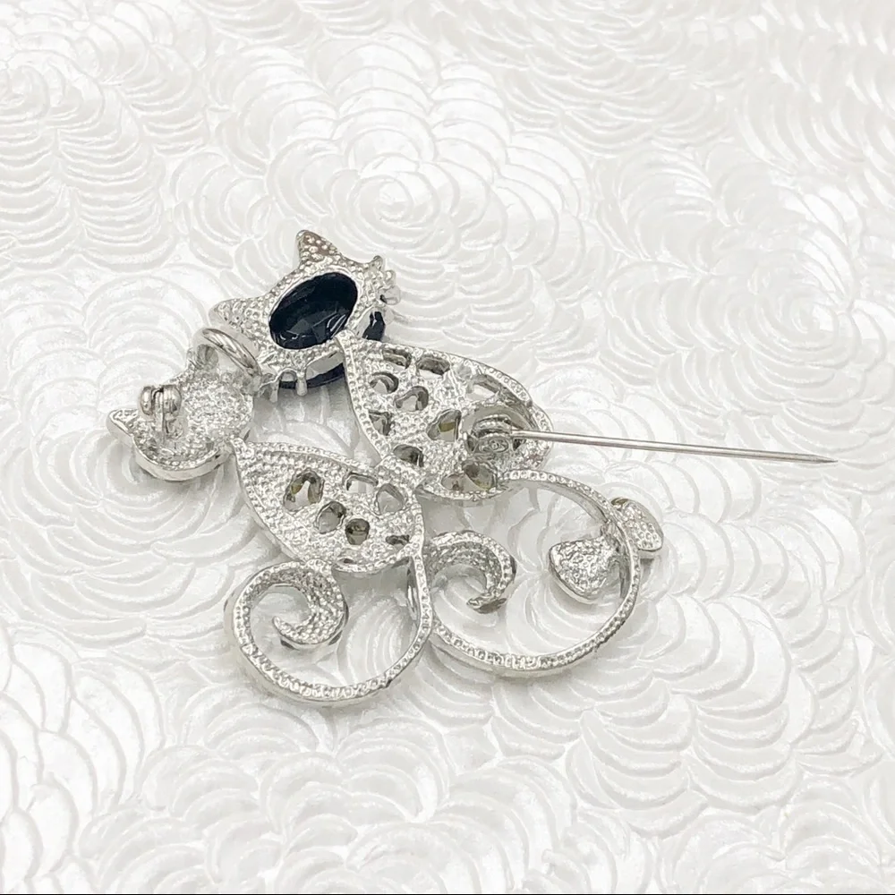 Kitty Cat Pals Rhinestone Pin Brooch Cat Pin